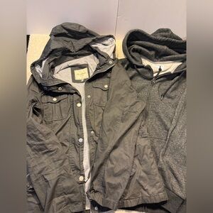 Snobbish Collection Gray Hooded Jacket and Old Navy Zip Up Sweatshirt. Size XL